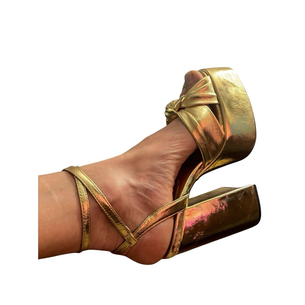 Jeffrey Campbell Gold Platform Heels 5” SZ 7 M